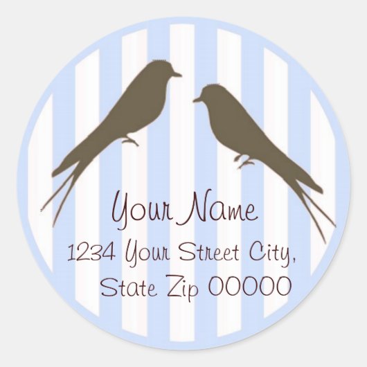 Blue Strip Birds Adress Sticker (Vorderseite)