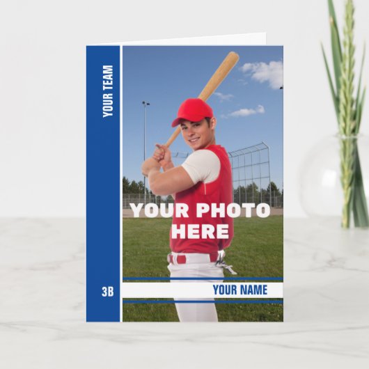 Blue Strip Birthday Baseball Card mit benutzerdefi Karte (Vorderseite)