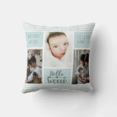 Blue Strip Foto Collage Baby Boy Birth Stats Kissen (Rückseite)