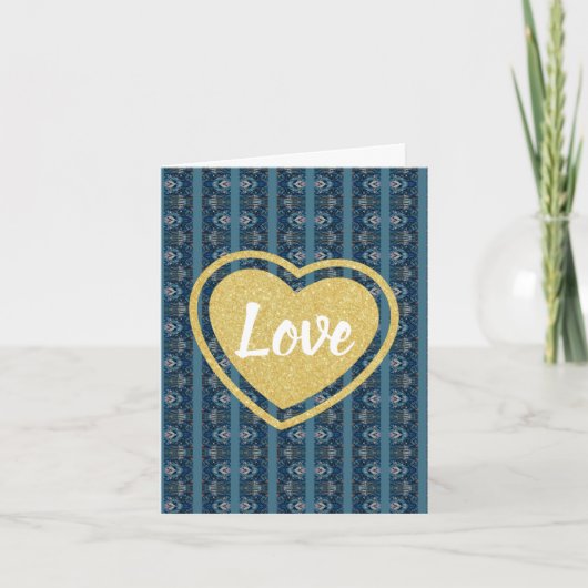 Blue Strip & Gold LIEBE Card von Poet Adiela Akoo (Vorderseite)