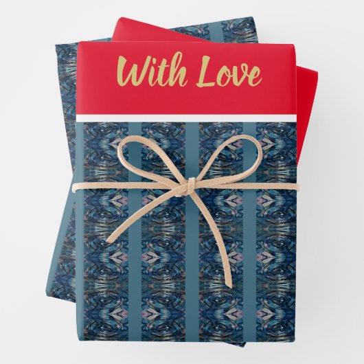 Blue Strip in Red Wrapping Paper - Adiela Akoo Geschenkpapier Set (Beispiel)