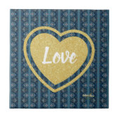 Blue Strip LIEBE Keramik Tile von Poet Adiela Akoo Fliese (Vorderseite)