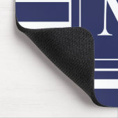 Blue Strip Modernes Monogram Coastal Beach Mousepad (Ecke)