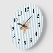 Blue Strip Preppy Starfish Large Clock Große Wanduhr (Winkel)