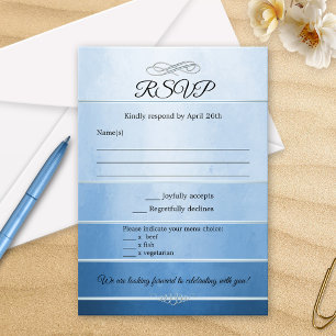 Blue Strip Ton sur Ton Wedding RSVP Card Einladung