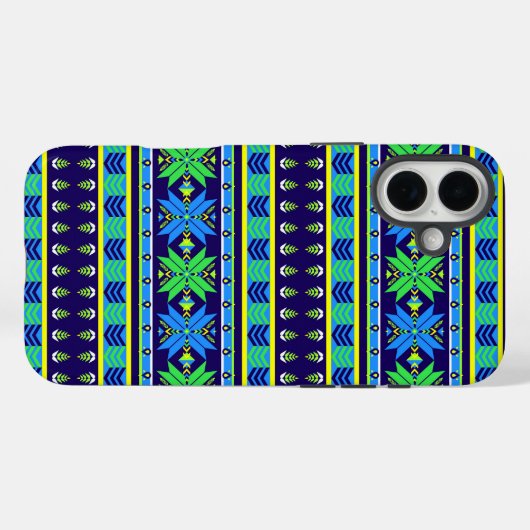 Blue Stripe Aztec Case-Mate iPhone Hülle (Rückseite (Horizontal))