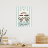 Blue Stripe Baby Koala Twin Kids Party Willkommen Poster (Küche)