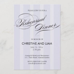 Blue Stripe Blüh Script Probe Dinner Card Einladung