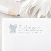 Blue Stripe Bow Ribbon Return Address (Insitu)