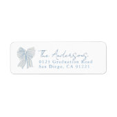 Blue Stripe Bow Ribbon Return Address (Vorne)