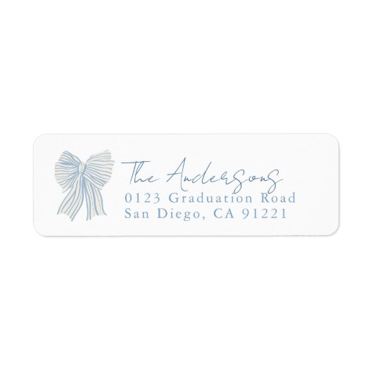 Blue Stripe Bow Ribbon Return Address (Vorne)