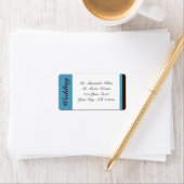 Blue Stripe Brown Wedding Address Labels Adressaufkleber (Insitu)