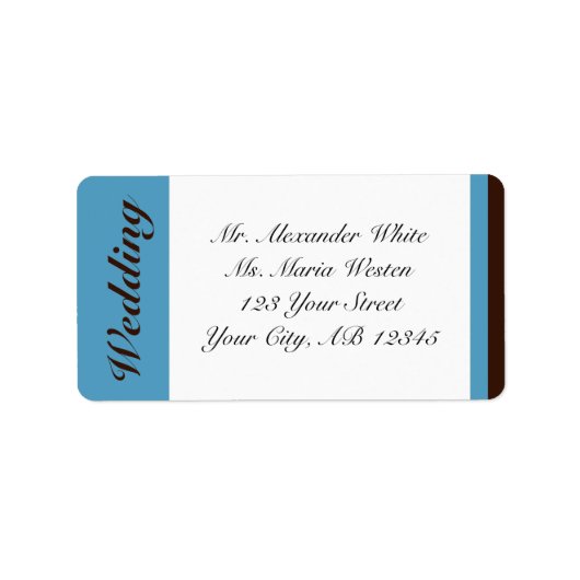 Blue Stripe Brown Wedding Address Labels Adressaufkleber (Vorne)