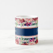 Blue Stripe Burgundy Personalisierter Name Kaffeetasse (Mittel)