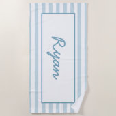 Blue Stripe Cabana Beach Club Birthday Favor Strandtuch (Vorderseite)