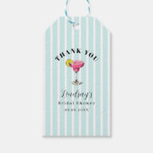 Blue Stripe Cocktail Brautparty Geschenkanhänger (Vorderseite)