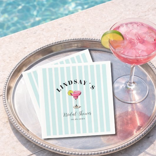 Blue Stripe Cocktail Brautparty Serviette