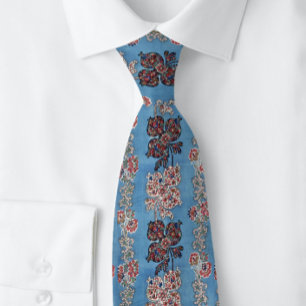 Blue Stripe Floral Viktorianisch England Neck Tie Krawatte
