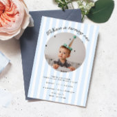 Blue Stripe Foto Geburtstag Einladung