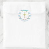 Blue Stripe Gold Cross Runder Aufkleber (Tasche)