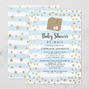 Blue Stripe + Gold Star Boy Baby Shower per E-Mail Einladung