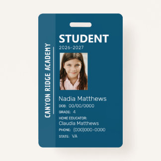 Blue Stripe Homeschool Student ID Badge Ausweis