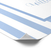 Blue Stripe Hot Air Ballon Babydusche Willkommen Poster (Ecke)