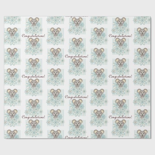 Blue Stripe Koala Kinderdusche/Kindergeburtstag Geschenkpapier (Flach)