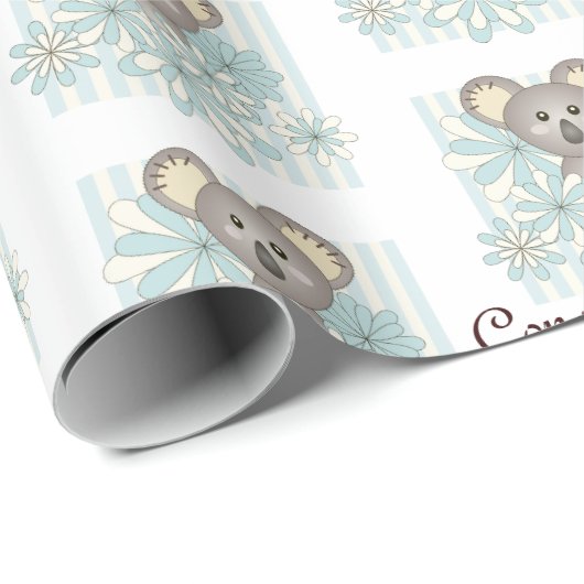 Blue Stripe Koala Kinderdusche/Kindergeburtstag Geschenkpapier (Rolleneckpunkt)