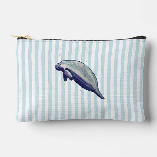 Blue Stripe Manatee Coastal Makeup Zubehörtasche (Vorderseite)