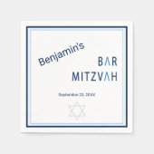 Blue Stripe Modern Bar Mitzvah Serviette (Vorderseite)