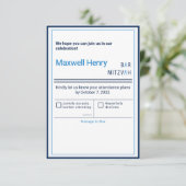 Blue Stripe Modern Bar Mitzvah UAWG RSVP Karte (Stehend Vorderseite)