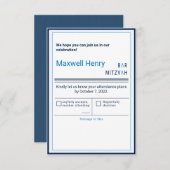 Blue Stripe Modern Bar Mitzvah UAWG RSVP Karte (Vorne/Hinten)