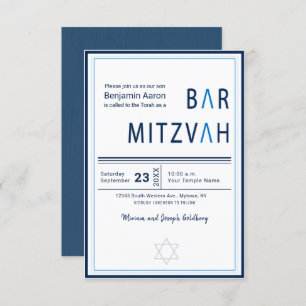 Blue Stripe Moderne Bar Mitzvah Einladung