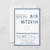 Blue Stripe Moderne Bar Mitzvah Einladung (Vorderseite)