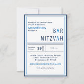 Blue Stripe Moderne Bar Mitzvah Einladung (Vorderseite)