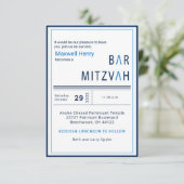 Blue Stripe Moderne Bar Mitzvah Einladung (Stehend Vorderseite)