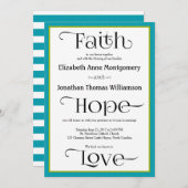 Blue Stripe Moderne Christliche Hochzeitseinladung Einladung (Vorne/Hinten)