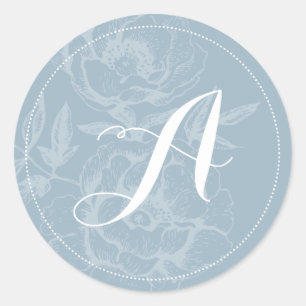 Blue Stripe Monogram Wedding Stickers