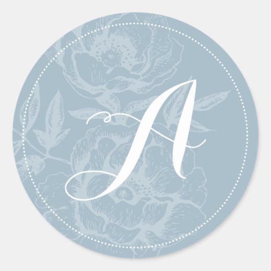 Blue Stripe Monogram Wedding Stickers (Vorderseite)