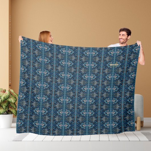 Blue Stripe Paisley Blanket von Poet Adiela Akoo Fleecedecke