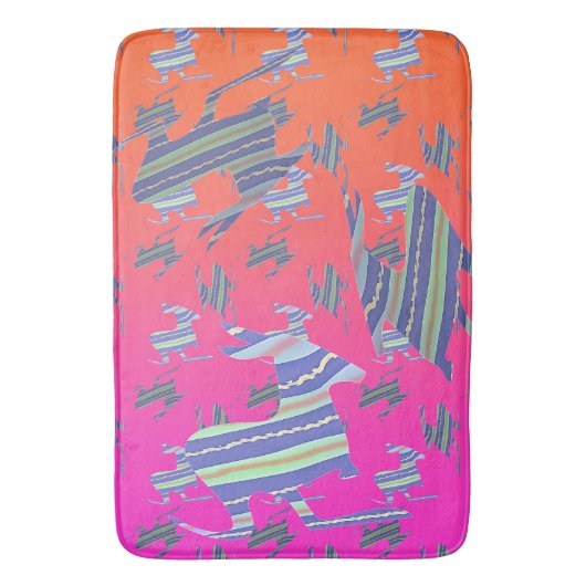 Blue Stripe Rainbow Kangaroos Badematte (Vorderseite Vertikal)