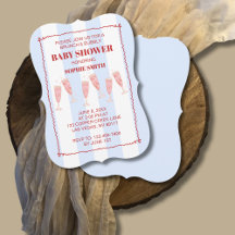 Blue Stripe Red Border Brunch & Bubbly Babydusche