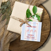 Blue Stripe Red Border Brunch & Bubbly Babydusche Geschenkanhänger