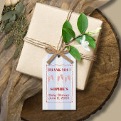 Blue Stripe Red Border Brunch & Bubbly Babydusche Geschenkanhänger