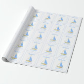 Blue Stripe Sailboat Babydusche Geschenkpapier (Ungerollt)