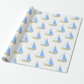 Blue Stripe Sailboat Babydusche Geschenkpapier (Ungerollt)