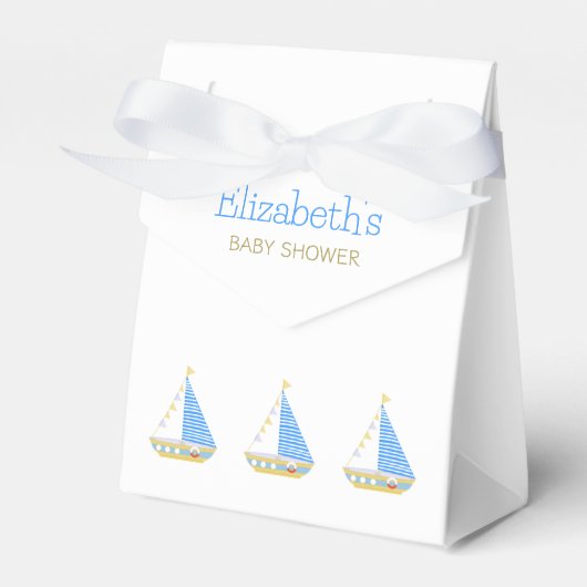 Blue Stripe Sailboat Babydusche Geschenkschachtel (Vorderseite)
