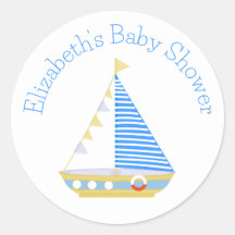 Blue Stripe Sailboat Babydusche