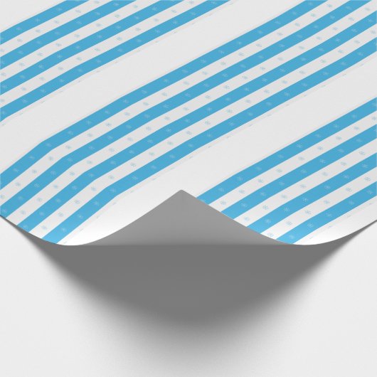 Blue Stripe Snowflake Seamless Winter Pattern Geschenkpapier (Ecke)